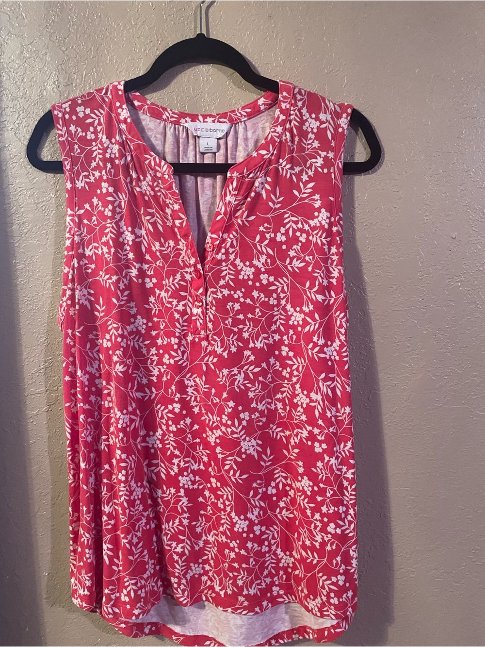 Liz Claiborne Coral Floral Sleeveless Blouse